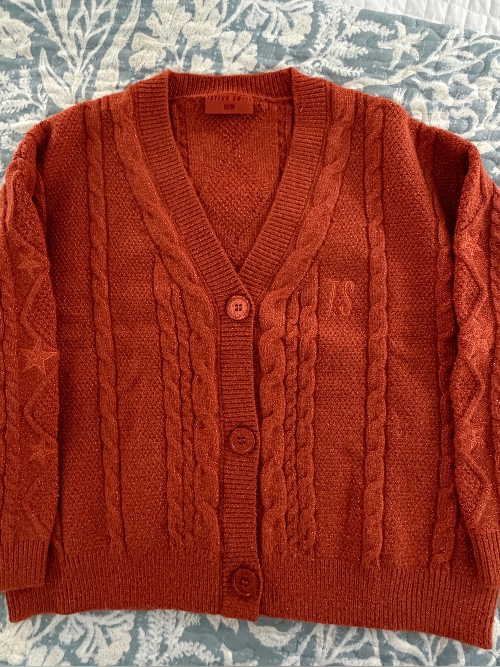 Taylor Swift Official Orange The Life of a Showgirl Cardigan Sweater Size Ys/Ym